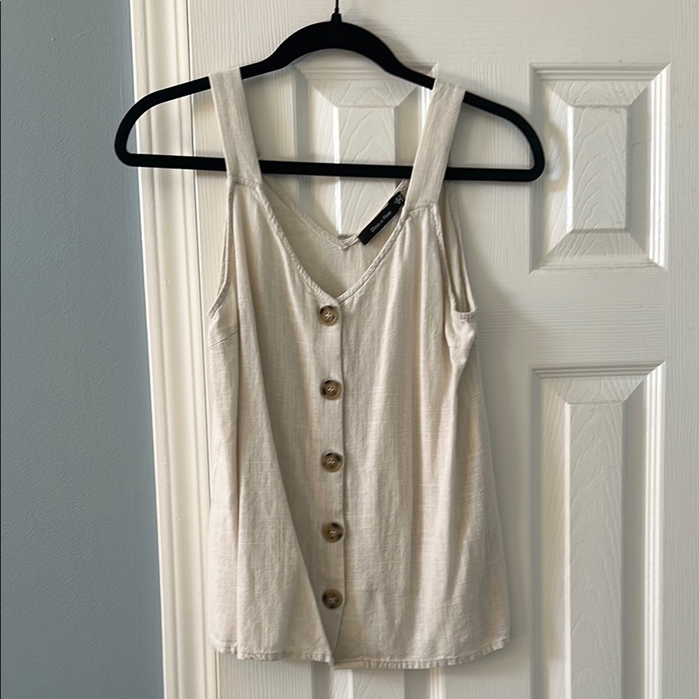Women's Cream Button-Down Top
